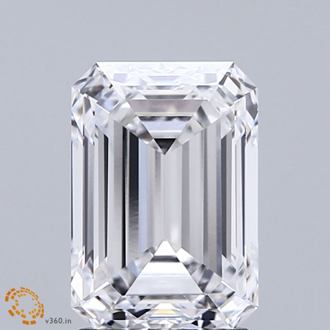 2.15 Carat Emerald Shaped, Ideal Cut, D Color, VVS1 Clarity, IGI Certified Lab Grown Diamond