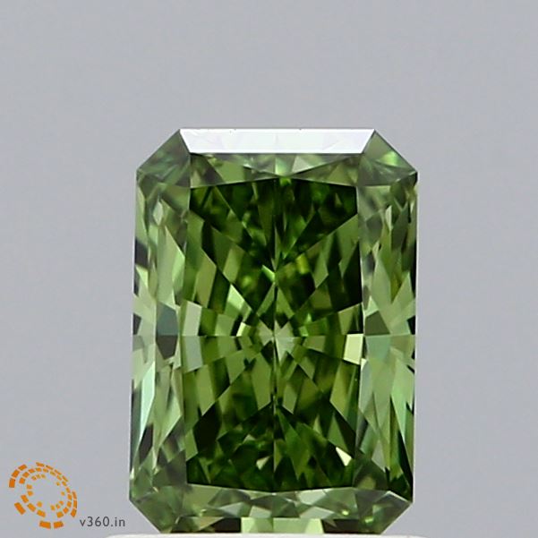 0.93 Carat Radiant Shaped, Ideal Cut, FANCY VIVID GREEN Color, VS1 Clarity, IGI Certified Lab Grown Diamond