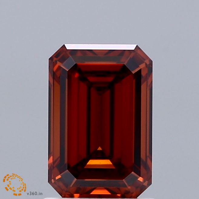1.50 Carat Emerald Shaped, Ideal Cut, FANCY VIVID ORANGE Color, VVS2 Clarity, IGI Certified Lab Grown Diamond