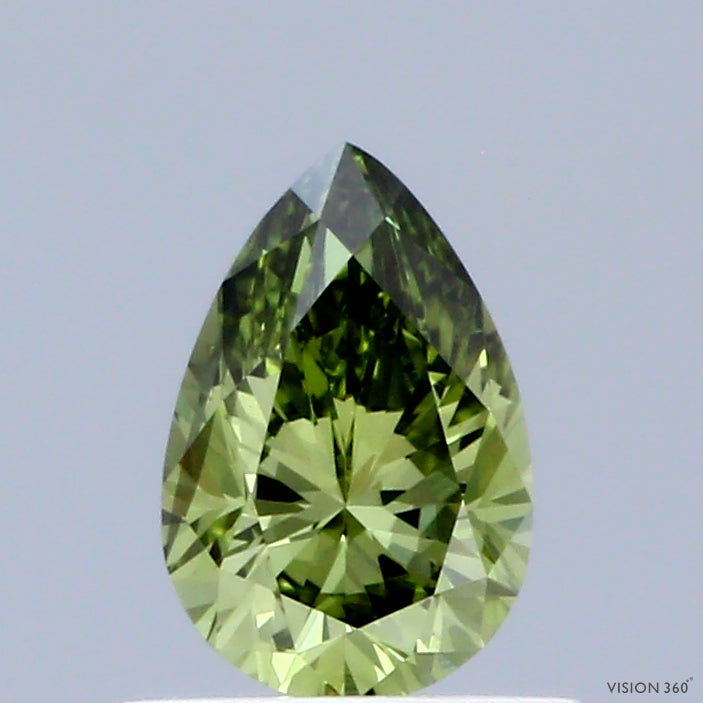 0.52 Carat Pear Shaped, Very Good Cut, FANCY VIVID GREEN Color, VS1 Clarity, IGI Certified Lab Grown Diamond
