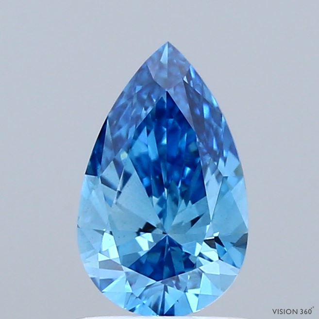 0.99 Carat Pear Shaped, Ideal Cut, FANCY VIVID BLUE Color, VS1 Clarity, IGI Certified Lab Grown Diamond