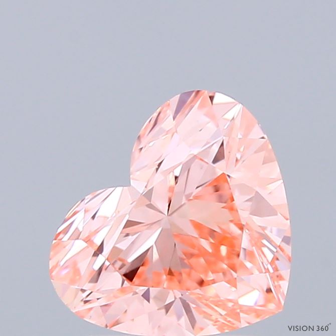 1.60 Carat Heart Shaped, Ideal Cut, FANCY VIVID PINK Color, VVS2 Clarity, IGI Certified Lab Grown Diamond