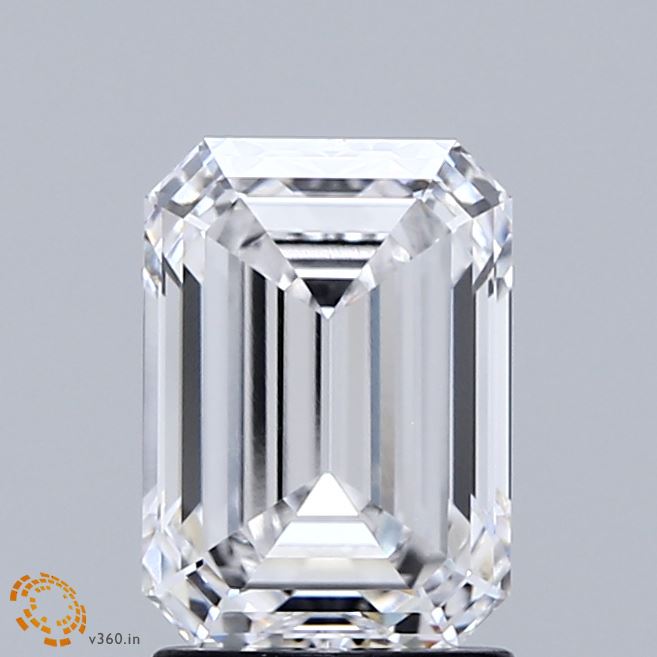 2.00 Carat Emerald Shaped, Ideal Cut, D Color, VVS1 Clarity, IGI Certified Lab Grown Diamond
