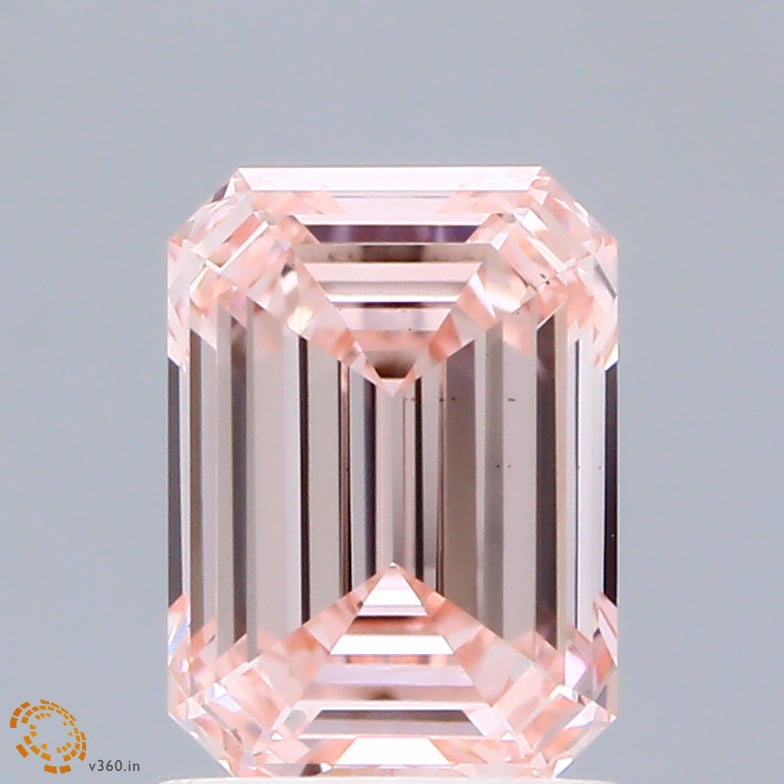 1.31 Carat Emerald Shaped, Ideal Cut, FANCY INTENSE PINK Color, VS1 Clarity, IGI Certified Lab Grown Diamond