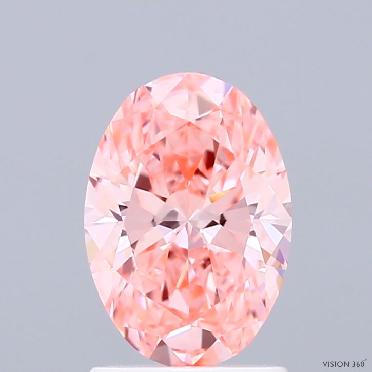 1.50 Carat Oval Shaped, Ideal Cut, FANCY VIVID PINK Color, VS1 Clarity, IGI Certified Lab Grown Diamond