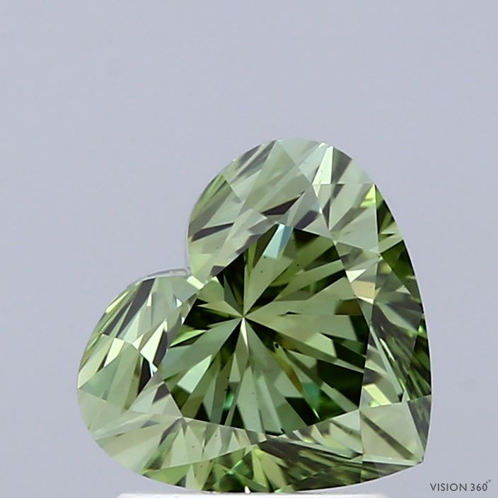 1.89 Carat Heart Shaped, Excellent Cut, FANCY VIVID GREEN Color, VS2 Clarity, IGI Certified Lab Grown Diamond