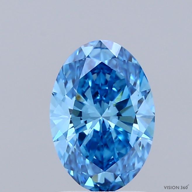1.02 Carat Oval Shaped, Ideal Cut, FANCY VIVID BLUE Color, VVS2 Clarity, IGI Certified Lab Grown Diamond