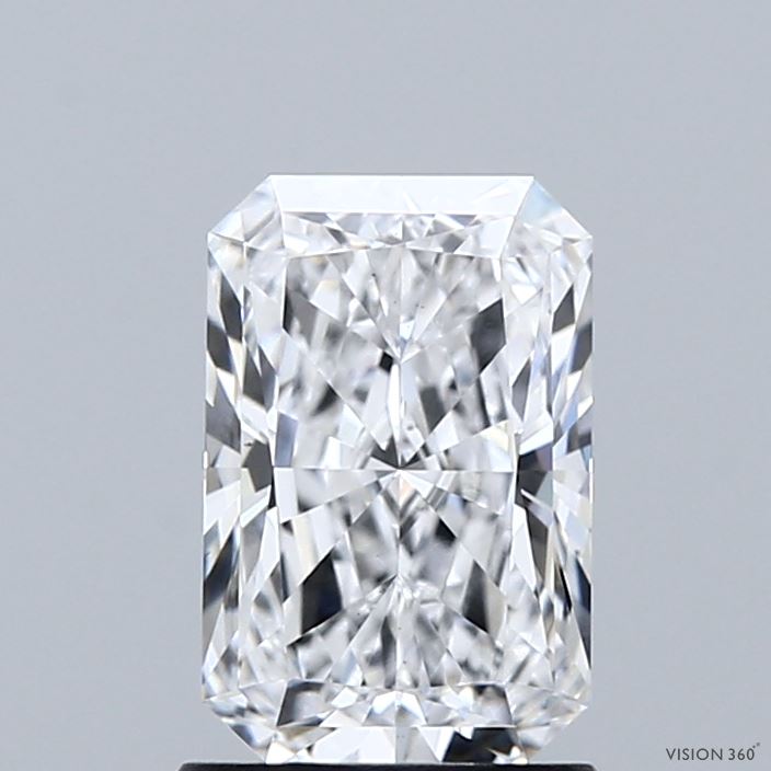 1.53 Carat Radiant Shaped, Ideal Cut, D Color, VS1 Clarity, IGI Certified Lab Grown Diamond