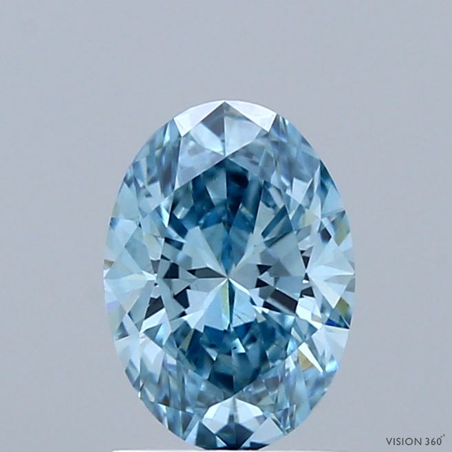 1.03 Carat Oval Shaped, Ideal Cut, FANCY VIVID BLUE Color, VS1 Clarity, IGI Certified Lab Grown Diamond