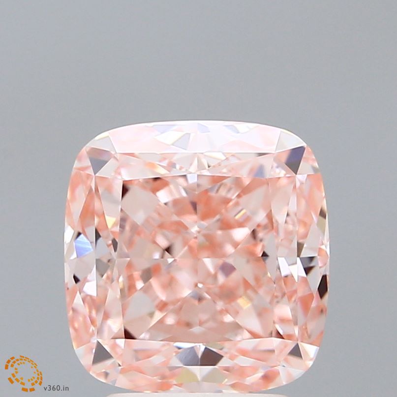 3.53 Carat Cushion Shaped, Ideal Cut, FANCY VIVID PINK Color, VVS2 Clarity, IGI Certified Lab Grown Diamond