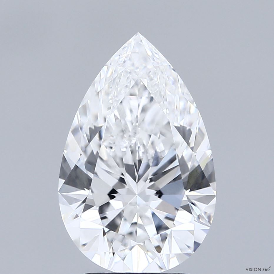 3.03 Carat Pear Shaped, Ideal Cut, E Color, VVS1 Clarity, IGI Certified Lab Grown Diamond