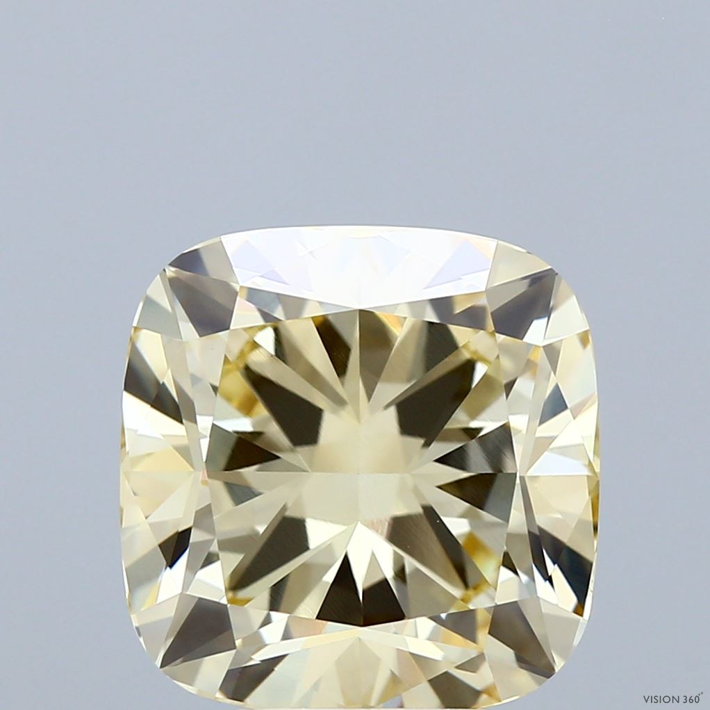6.60 Carat Cushion Shaped, Ideal Cut, FANCY LIGHT YELLOW Color, VVS2 Clarity, IGI Certified Lab Grown Diamond