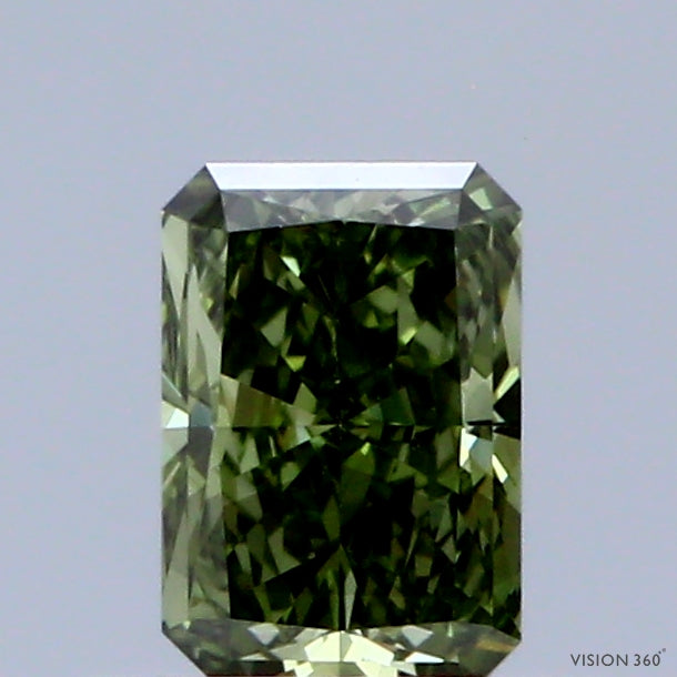 0.51 Carat Radiant Shaped, Excellent Cut, FANCY VIVID GREEN Color, VS2 Clarity, IGI Certified Lab Grown Diamond
