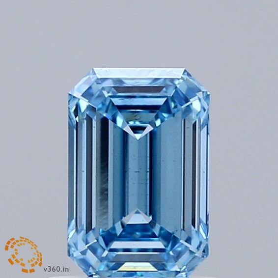 1.01 Carat Emerald Shaped, Ideal Cut, FANCY VIVID BLUE Color, VS1 Clarity, IGI Certified Lab Grown Diamond