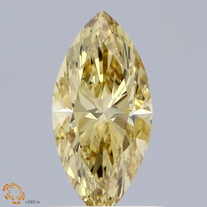 0.56 Carat Marquise Shaped, Excellent Cut, FANCY INTENSE YELLOW Color, VVS2 Clarity, IGI Certified Lab Grown Diamond