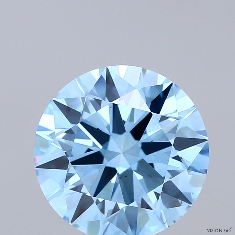 3.02 Carat Round Shaped, Ideal Cut, FANCY VIVID BLUE Color, VS2 Clarity, IGI Certified Lab Grown Diamond