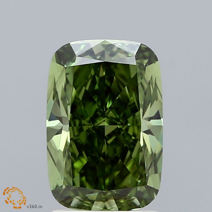 2.00 Carat Cushion Shaped, Ideal Cut, FANCY VIVID GREEN Color, VS1 Clarity, IGI Certified Lab Grown Diamond
