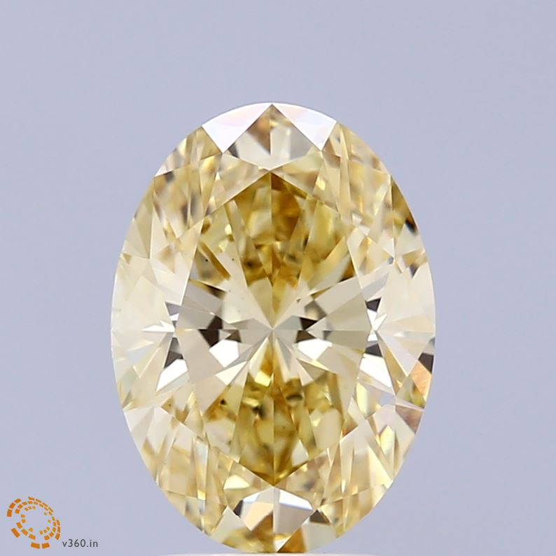 2.40 Carat Oval Shaped, Ideal Cut, FANCY INTENSE YELLOW Color, VS1 Clarity, IGI Certified Lab Grown Diamond