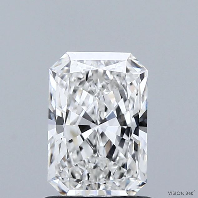 1.06 Carat Radiant Shaped, Ideal Cut, F Color, VVS1 Clarity, IGI Certified Lab Grown Diamond