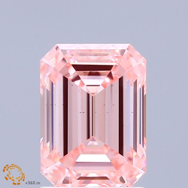 2.01 Carat Emerald Shaped, Ideal Cut, FANCY INTENSE PINK Color, VS2 Clarity, IGI Certified Lab Grown Diamond