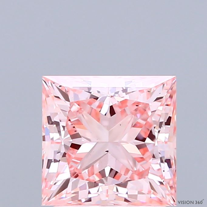 2.04 Carat Princess Shaped, Ideal Cut, FANCY INTENSE PINK Color, VS2 Clarity, IGI Certified Lab Grown Diamond