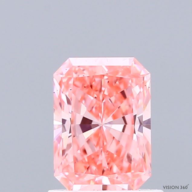 1.02 Carat Radiant Shaped, Ideal Cut, FANCY VIVID PINK Color, VS2 Clarity, IGI Certified Lab Grown Diamond