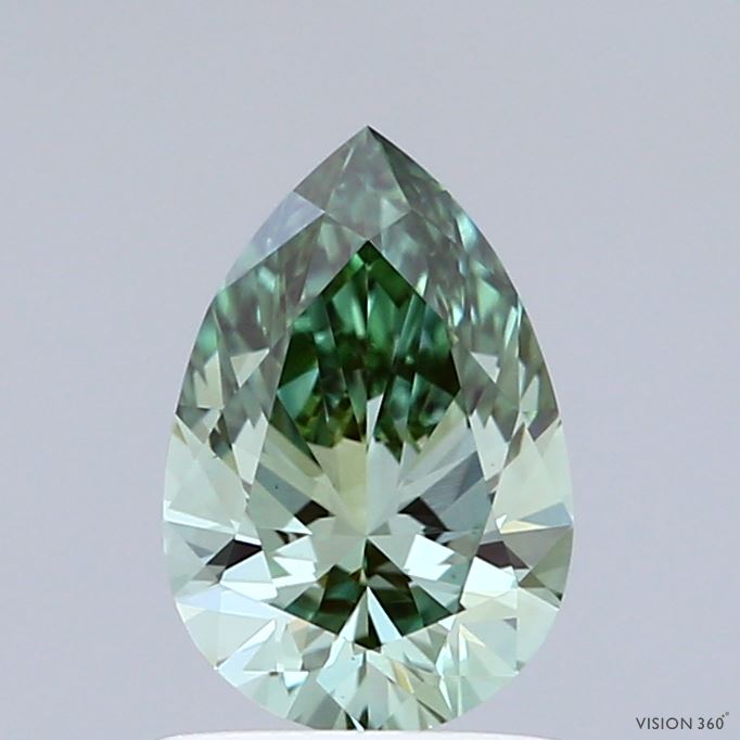 1.01 Carat Pear Shaped, Ideal Cut, FANCY VIVID GREEN Color, VS1 Clarity, IGI Certified Lab Grown Diamond