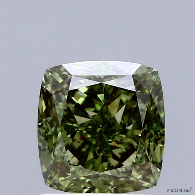 2.01 Carat Cushion Shaped, Ideal Cut, FANCY VIVID GREEN Color, VS2 Clarity, IGI Certified Lab Grown Diamond
