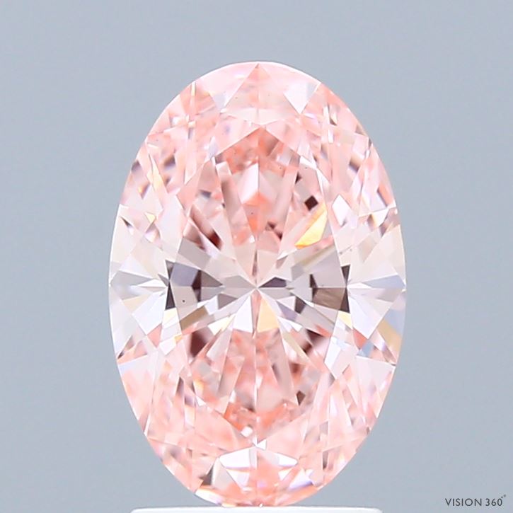 1.67 Carat Oval Shaped, Ideal Cut, FANCY VIVID PINK Color, VS1 Clarity, IGI Certified Lab Grown Diamond