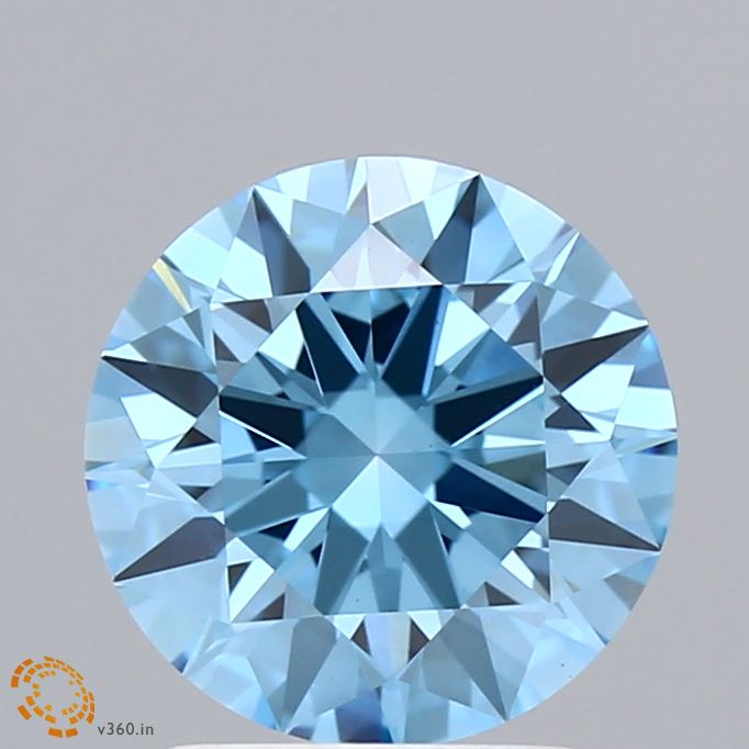 2.14 Carat Round Shaped, Ideal Cut, FANCY VIVID BLUE Color, VS1 Clarity, IGI Certified Lab Grown Diamond