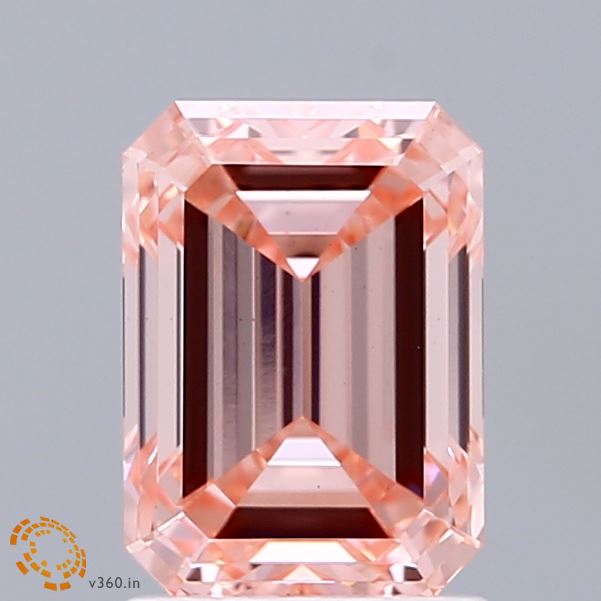 2.02 Carat Emerald Shaped, Ideal Cut, FANCY VIVID PINK Color, VS1 Clarity, IGI Certified Lab Grown Diamond