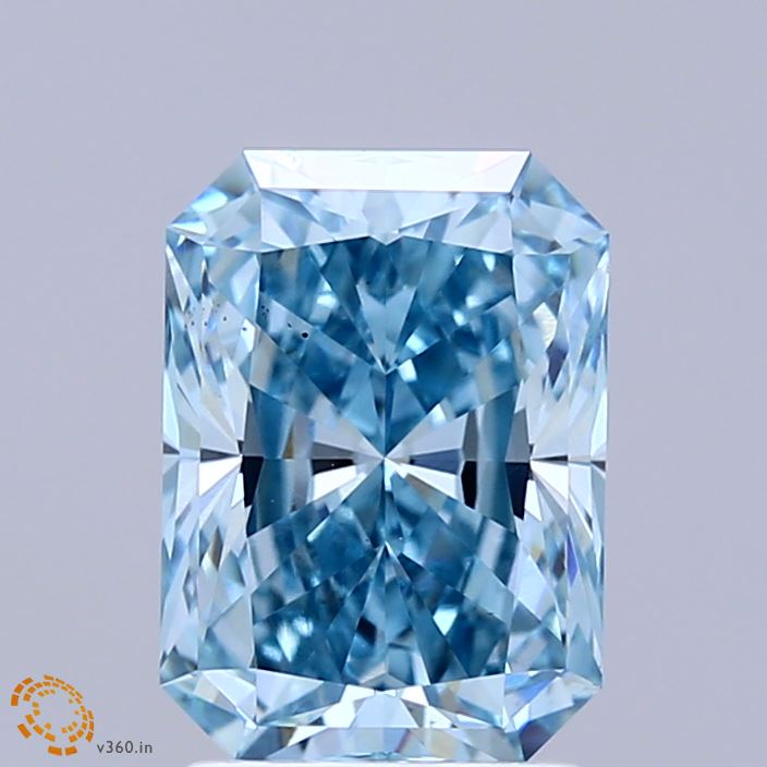 2.34 Carat Radiant Shaped, Ideal Cut, FANCY VIVID BLUE Color, VS2 Clarity, IGI Certified Lab Grown Diamond