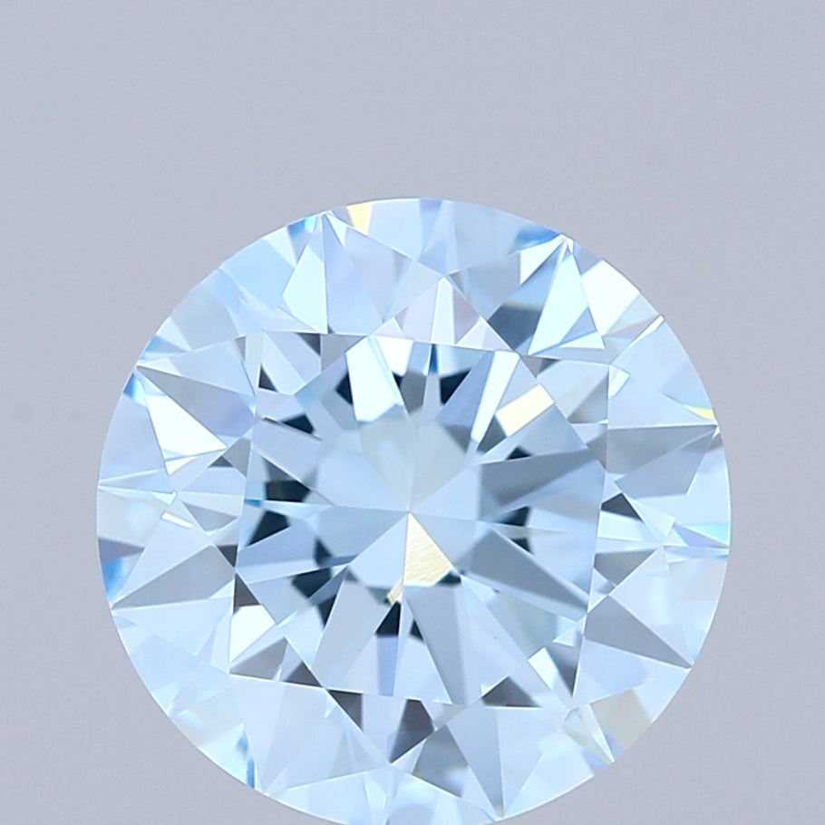 2.59 Carat Round Shaped, Ideal Cut, FANCY VIVID BLUE Color, VVS2 Clarity, IGI Certified Lab Grown Diamond