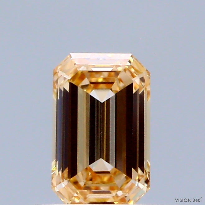 0.55 Carat Emerald Shaped, Ideal Cut, FANCY YELLOW Color, VVS2 Clarity, IGI Certified Lab Grown Diamond
