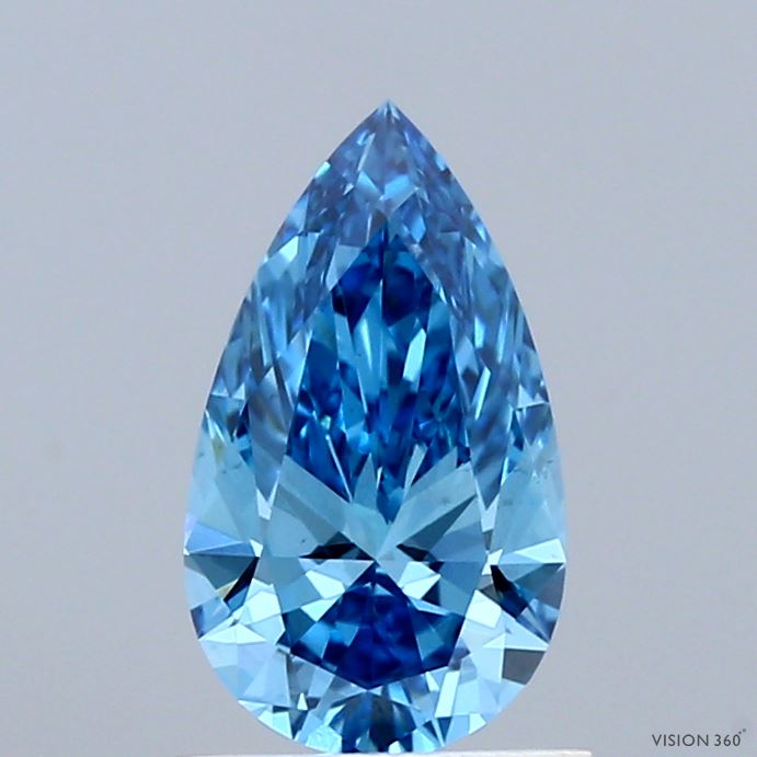 1.00 Carat Pear Shaped, Ideal Cut, FANCY VIVID BLUE Color, VS1 Clarity, IGI Certified Lab Grown Diamond