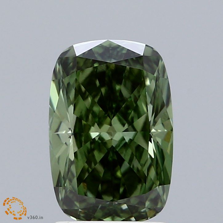 1.77 Carat Cushion Shaped, Ideal Cut, FANCY VIVID GREEN Color, VVS2 Clarity, IGI Certified Lab Grown Diamond