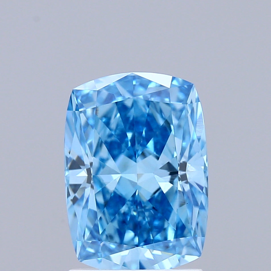2.02 Carat Cushion Shaped, Ideal Cut, FANCY VIVID BLUE Color, VVS2 Clarity, IGI Certified Lab Grown Diamond