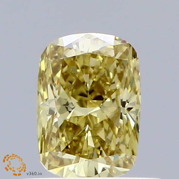 0.53 Carat Cushion Shaped, Ideal Cut, FANCY VIVID YELLOW Color, VS1 Clarity, IGI Certified Lab Grown Diamond