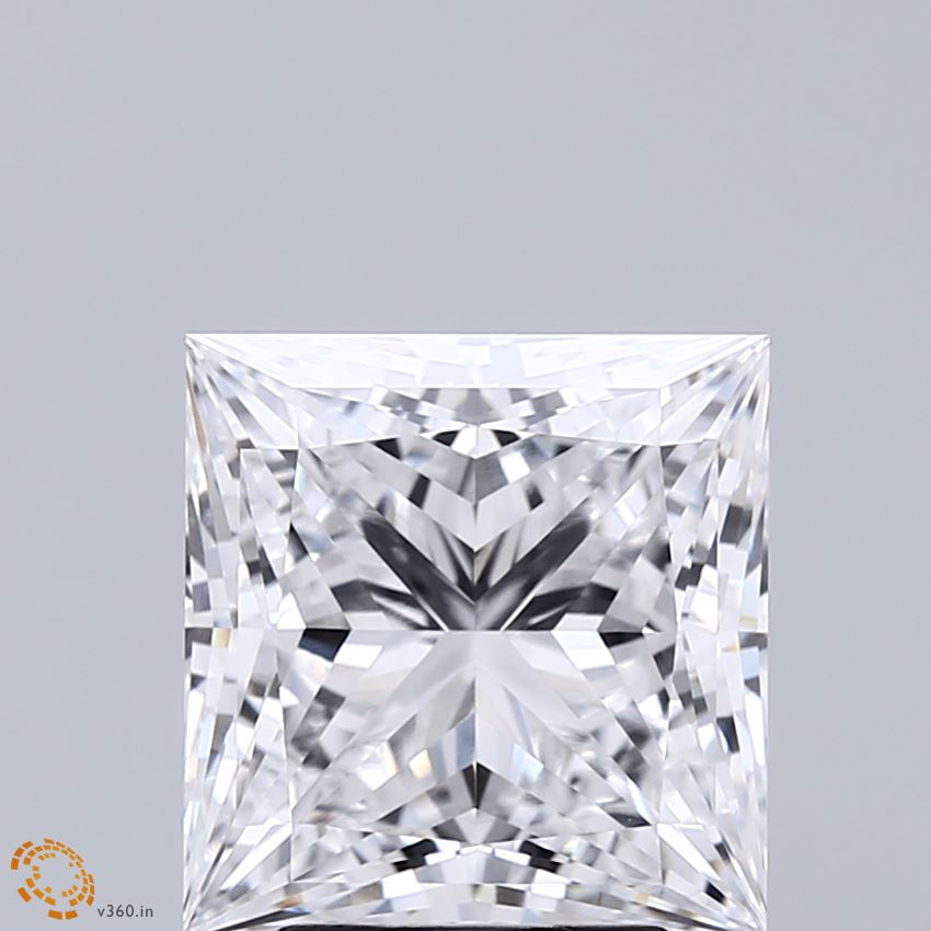 4.07 Carat Princess Shaped, Ideal Cut, E Color, VVS2 Clarity, IGI Certified Lab Grown Diamond