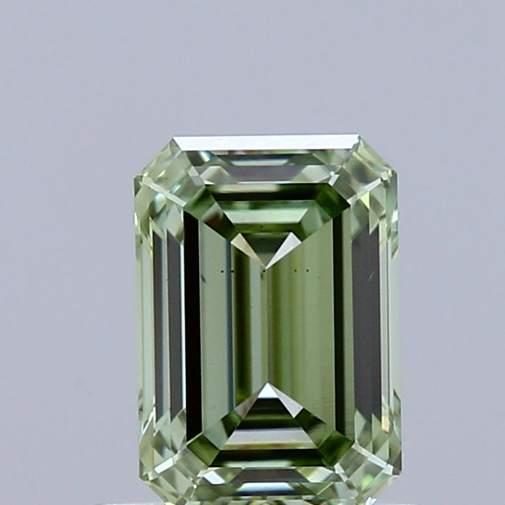 1.01 Carat Emerald Shaped, Ideal Cut, FANCY VIVID GREEN Color, VS1 Clarity, IGI Certified Lab Grown Diamond