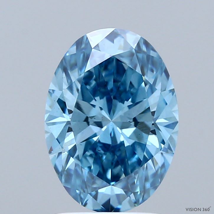 2.00 Carat Oval Shaped, Ideal Cut, FANCY VIVID BLUE Color, VS1 Clarity, IGI Certified Lab Grown Diamond