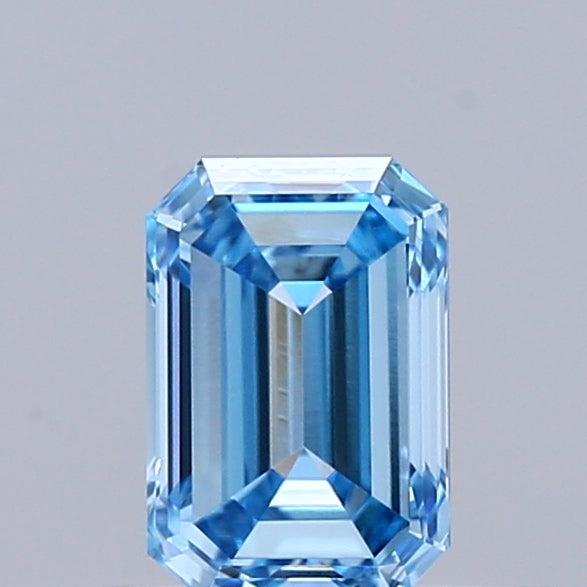 0.52 Carat Emerald Shaped, Very Good Cut, FANCY VIVID BLUE Color, VVS2 Clarity, IGI Certified Lab Grown Diamond