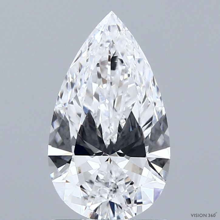 1.50 Carat Pear Shaped, Ideal Cut, D Color, VVS2 Clarity, IGI Certified Lab Grown Diamond