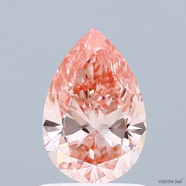 1.00 Carat Pear Shaped, Ideal Cut, FANCY VIVID PINK Color, VS1 Clarity, IGI Certified Lab Grown Diamond