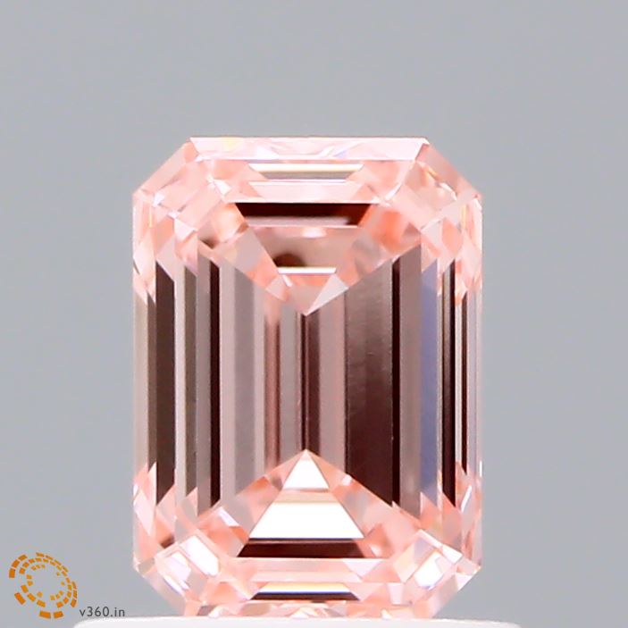 0.94 Carat Emerald Shaped, Ideal Cut, FANCY VIVID PINK Color, VS1 Clarity, IGI Certified Lab Grown Diamond