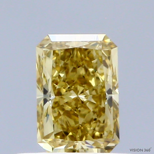 0.55 Carat Radiant Shaped, Excellent Cut, FANCY INTENSE YELLOW Color, VVS2 Clarity, IGI Certified Lab Grown Diamond