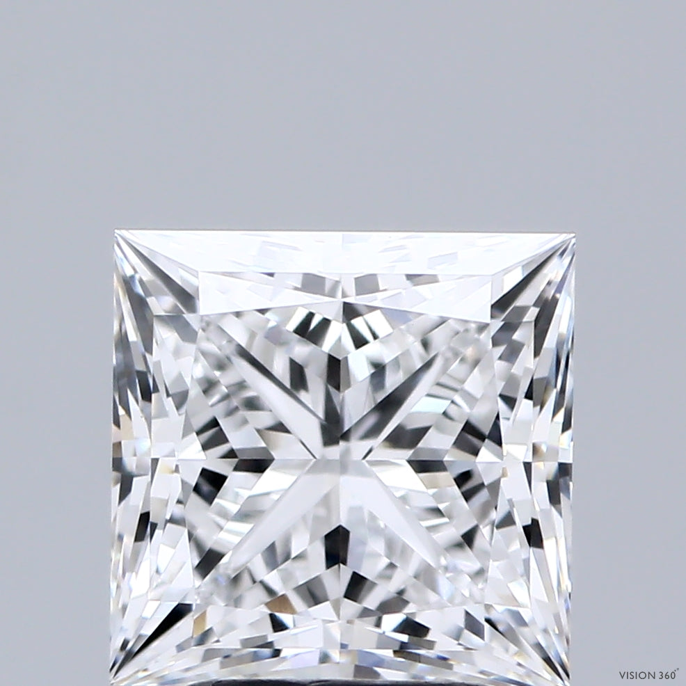 3.04 Carat Princess Shaped, Ideal Cut, D Color, VVS2 Clarity, IGI Certified Lab Grown Diamond