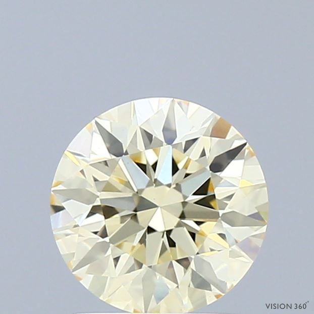1.20 Carat Round Shaped, Excellent Cut, FANCY LIGHT YELLOW Color, VVS2 Clarity, IGI Certified Lab Grown Diamond