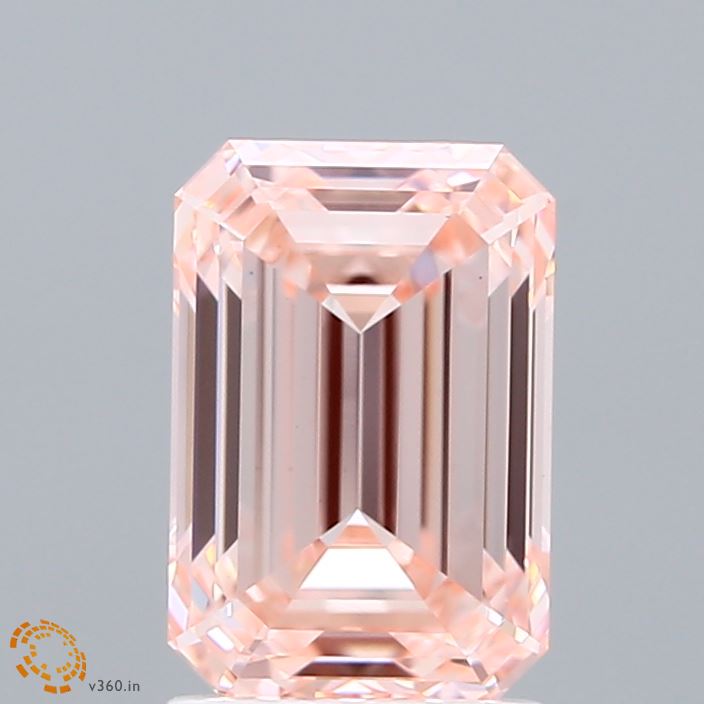 2.19 Carat Emerald Shaped, Ideal Cut, FANCY INTENSE PINK Color, VS1 Clarity, IGI Certified Lab Grown Diamond