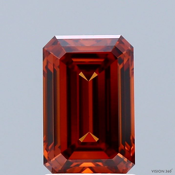 1.98 Carat Emerald Shaped, Ideal Cut, FANCY VIVID ORANGE Color, VS1 Clarity, IGI Certified Lab Grown Diamond